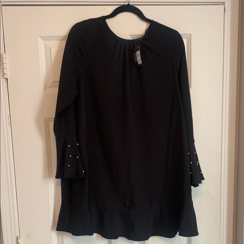 Black Dress with Pearl Accents
